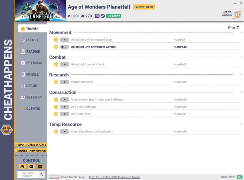 age of wonders: planetfall trainer